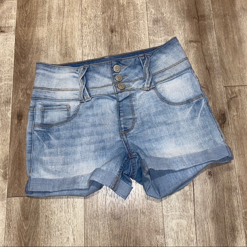 High Wasted Cuff Jean Shorts